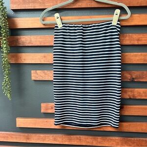 Philosophy Rayon Nylon Spandex Navy White Striped Knee Length Pencil Skirt M